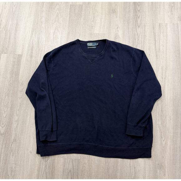 Vintage Polo Ralph Lauren Sweatshirt Men's 4XB Big Blue Crewneck 90s Preppy Pony - Picture 1 of 6